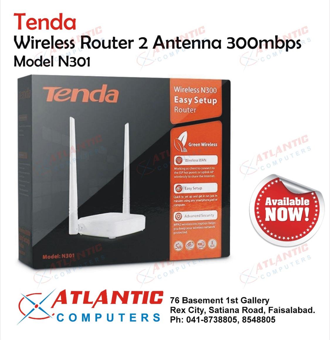 Tenda Wireless Router 2 Antenna 300mbps model n301