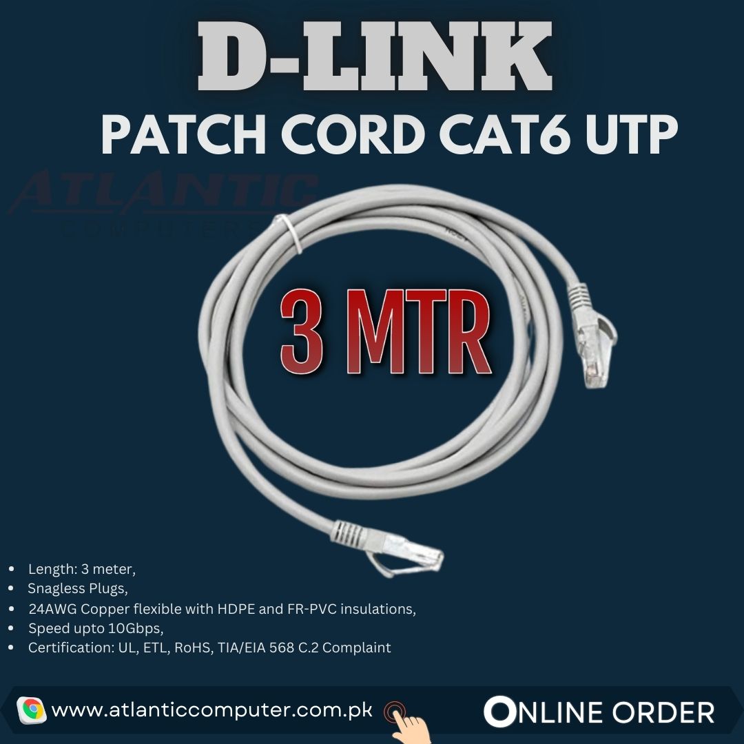 D-LINK PATCH CORD CAT6 UTP 3MTR