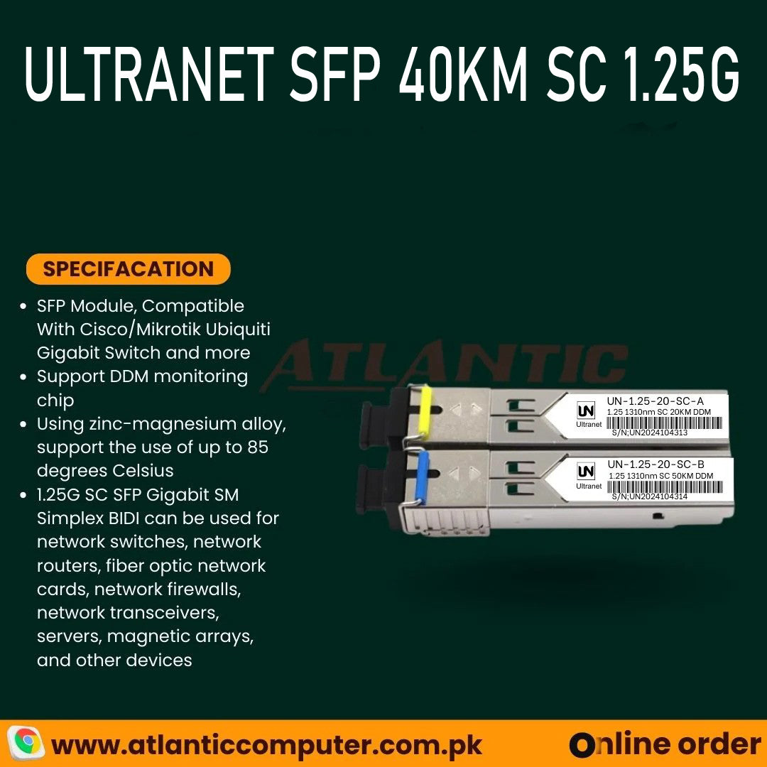 ULTRANET SFP 40KM SC 1.25 (Pair)