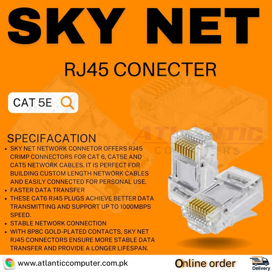 SKY NET CAT 5E Q RJ45 CONECTER (100 Pcs Box)
