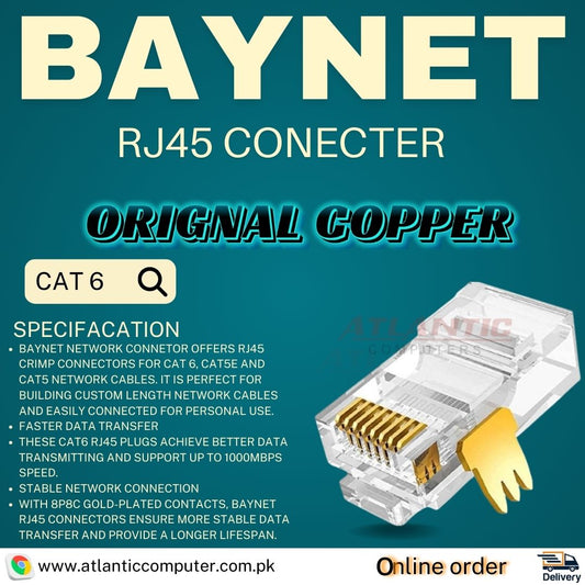 BAYNET RJ45 CONECTER ORIGNAL COPPER CAT 6 Q (100 Pcs Box)