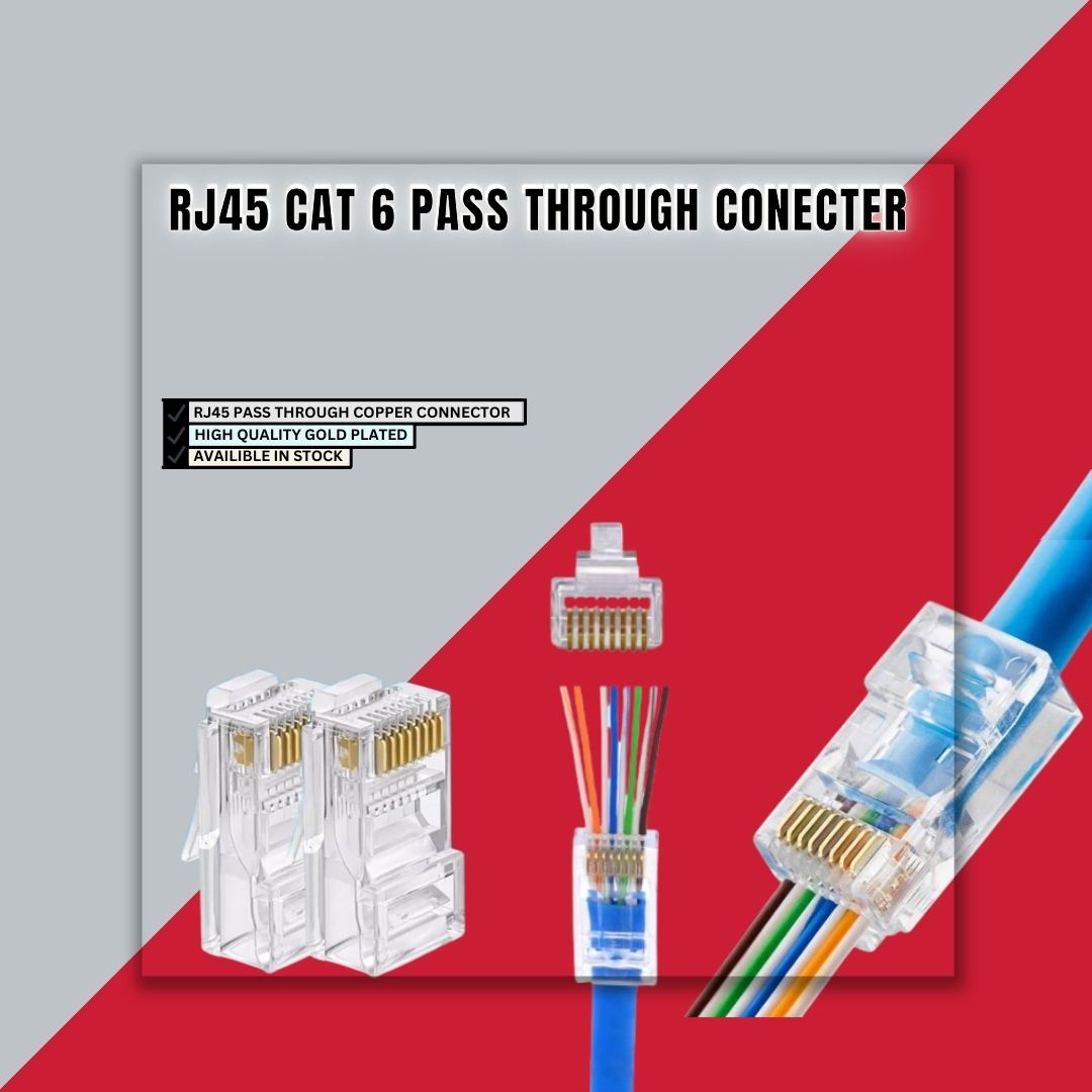 RJ45 CAT 6 PASS THROUGH CONECTER (100 Pcs Box)