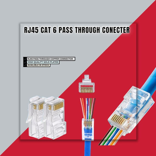 RJ45 CAT 6 PASS THROUGH CONECTER (100 Pcs Box)